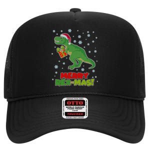 Merry Rex-Mas Ugly Christmas High Crown Mesh Back Trucker Hat