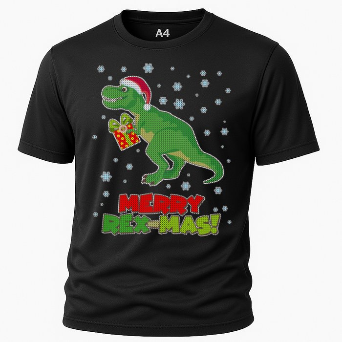 Merry Rex-Mas Ugly Christmas Cooling Performance Crew T-Shirt