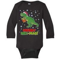 Merry Rex-Mas Ugly Christmas Baby Long Sleeve Bodysuit