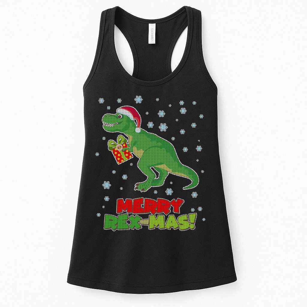 Merry Rex-Mas Ugly Christmas Womens Tank Top