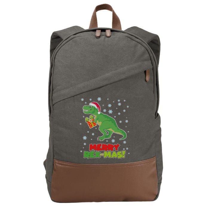Merry Rex-Mas Ugly Christmas Cotton Canvas Backpack