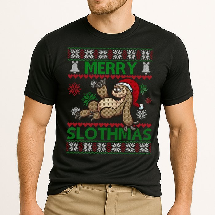 Merry Slothmas Ugly Christmas Cooling Performance Crew T-Shirt