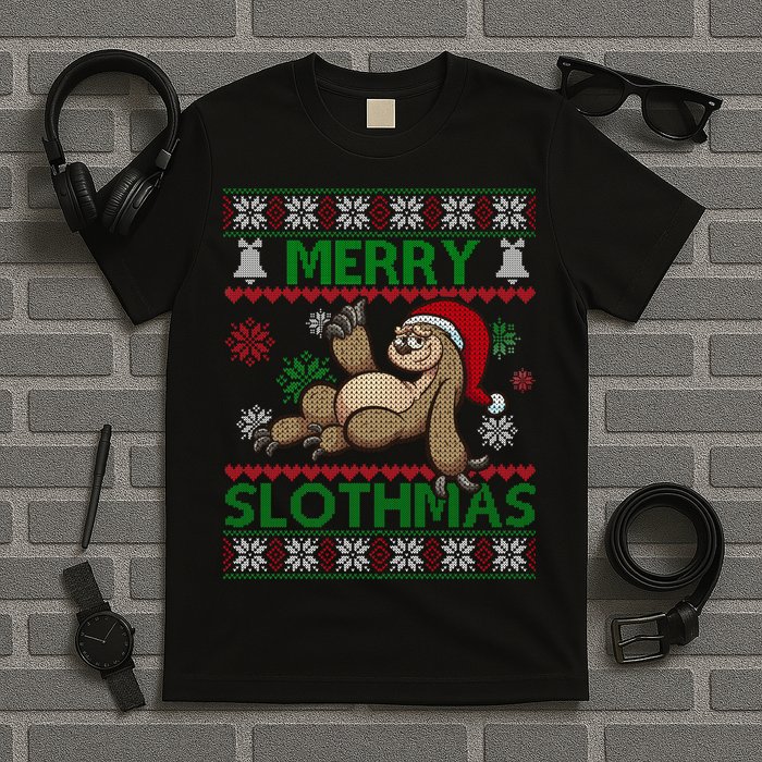 Merry Slothmas Ugly Christmas T-Shirt