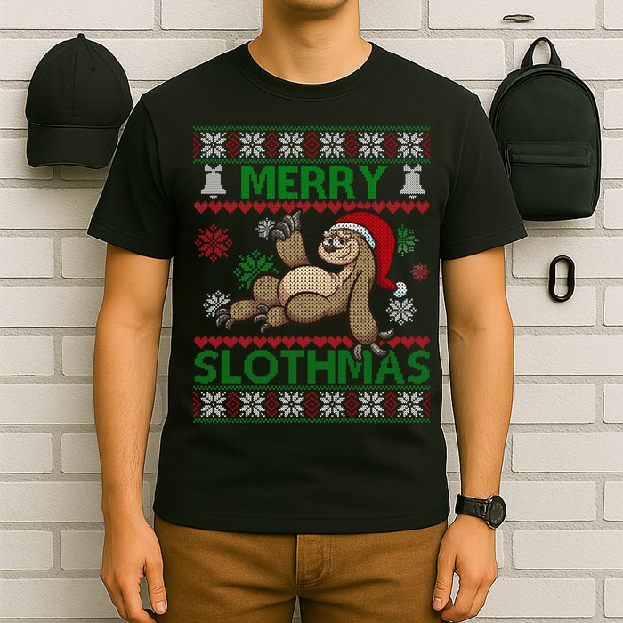 Merry Slothmas Ugly Christmas T-Shirt