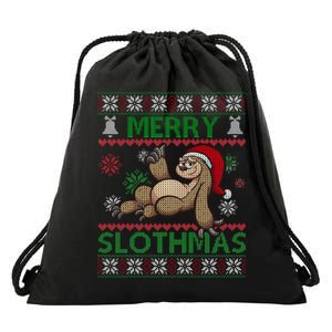 Merry Slothmas Ugly Christmas Drawstring Bag