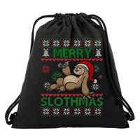 Merry Slothmas Ugly Christmas Drawstring Bag