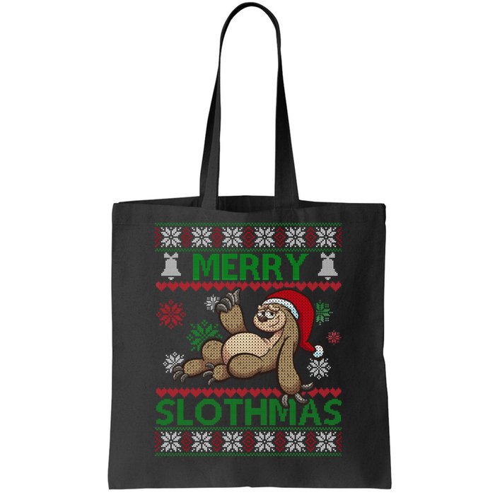 Merry Slothmas Ugly Christmas Tote Bag