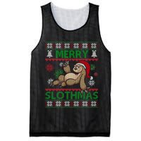 Merry Slothmas Ugly Christmas Mesh Reversible Basketball Jersey Tank