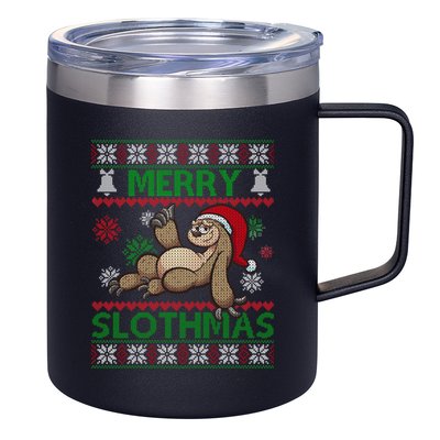 Merry Slothmas Ugly Christmas 12oz Stainless Steel Coffee Mug