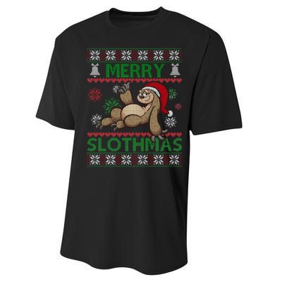 Merry Slothmas Ugly Christmas Performance Sprint T-Shirt