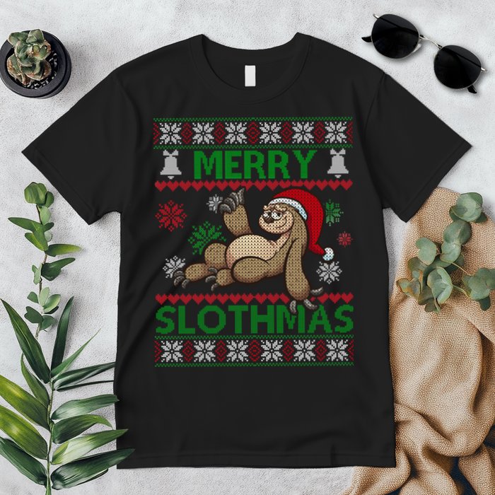 Merry Slothmas Ugly Christmas Premium T-Shirt