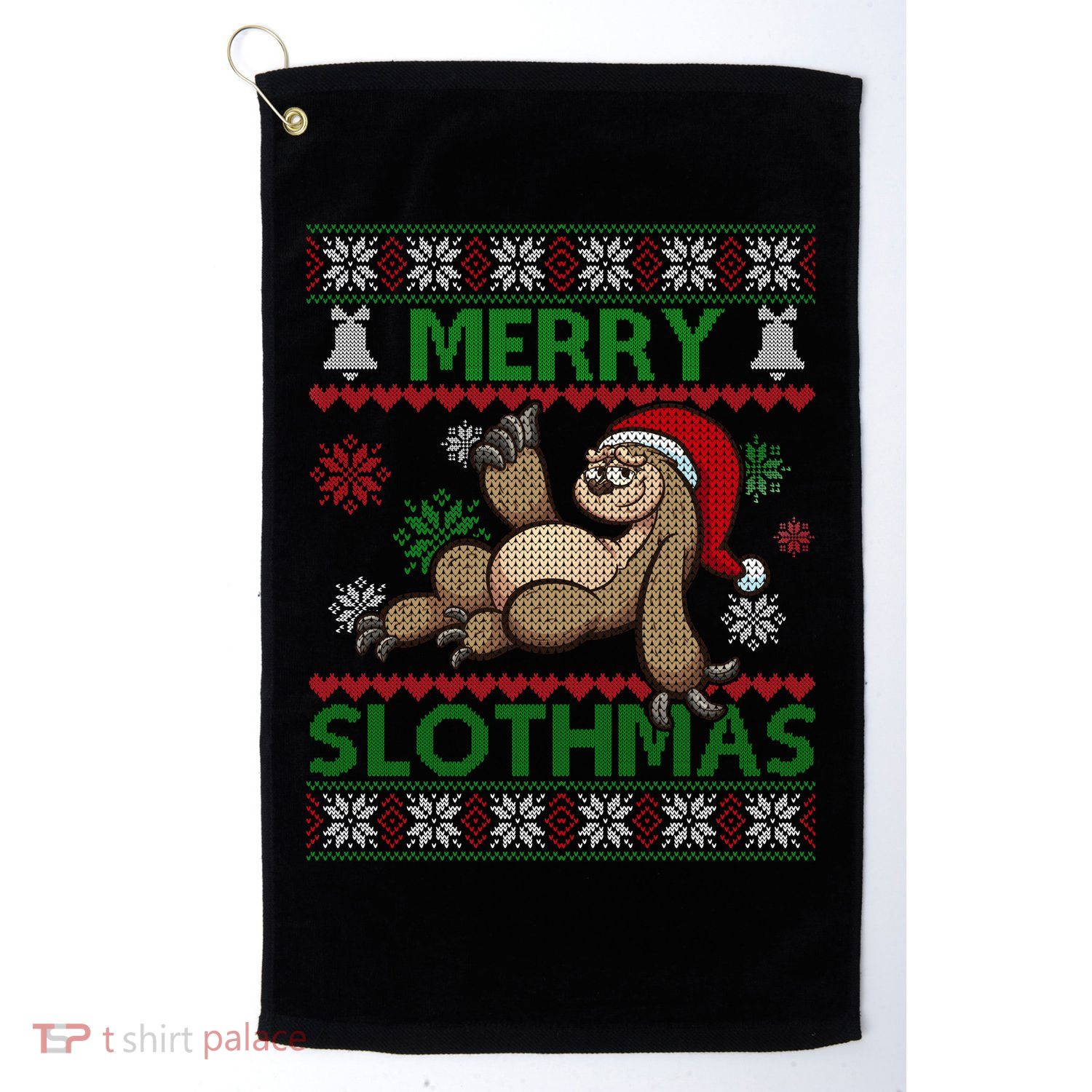 Merry Slothmas Ugly Christmas Golf Towel