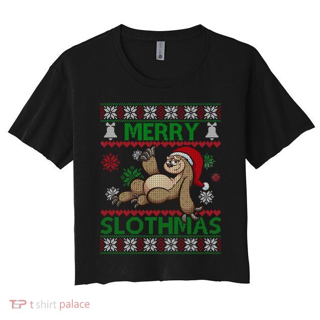 Merry Slothmas Ugly Christmas Crop Top