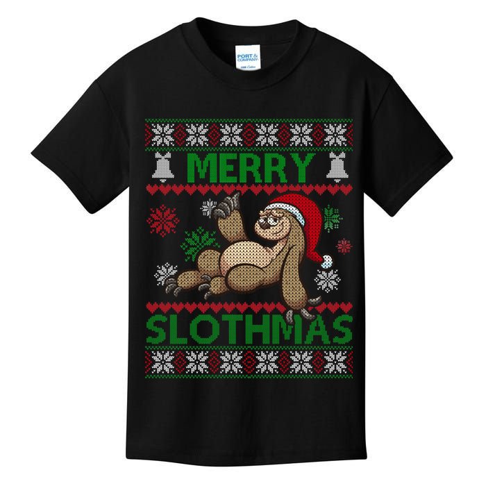 Merry Slothmas Ugly Christmas Kids T-Shirt