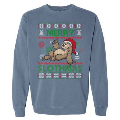 Merry Slothmas Ugly Christmas Garment-Dyed Sweatshirt