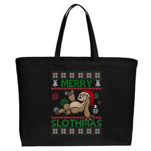 Merry Slothmas Ugly Christmas Cotton Canvas Jumbo Tote