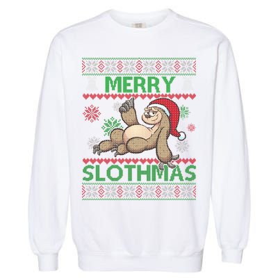 Merry Slothmas Ugly Christmas Garment-Dyed Sweatshirt