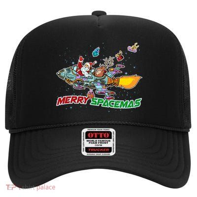 Merry Spacemas Santa High Crown Mesh Back Trucker Hat
