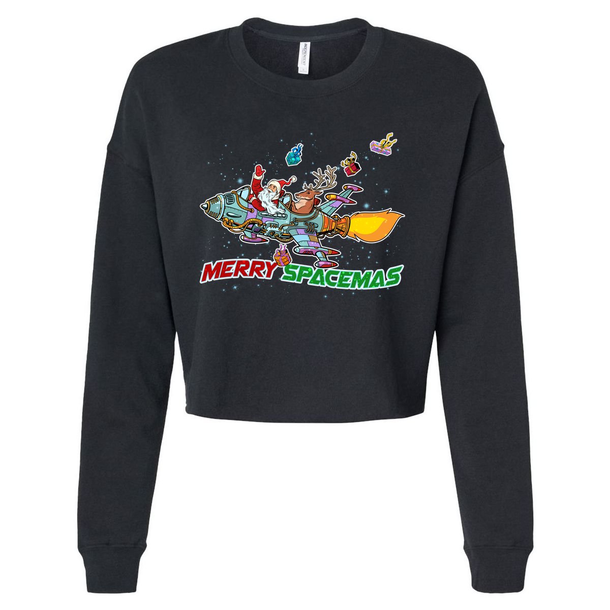Merry Spacemas Santa Cropped Pullover Crew