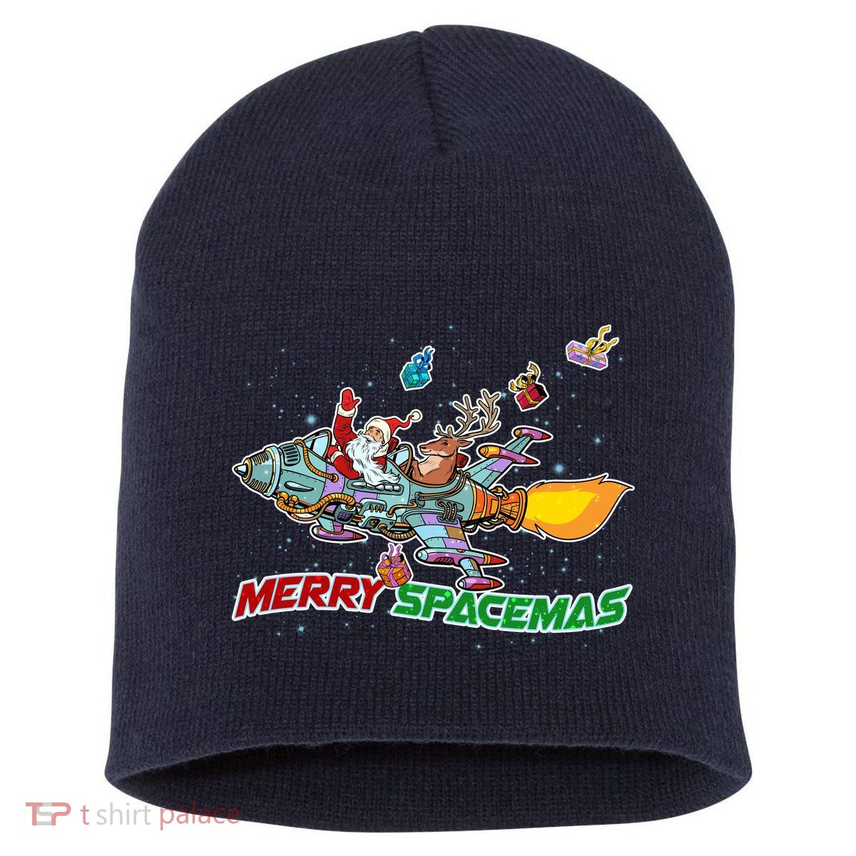 Merry Spacemas Santa Short Acrylic Beanie