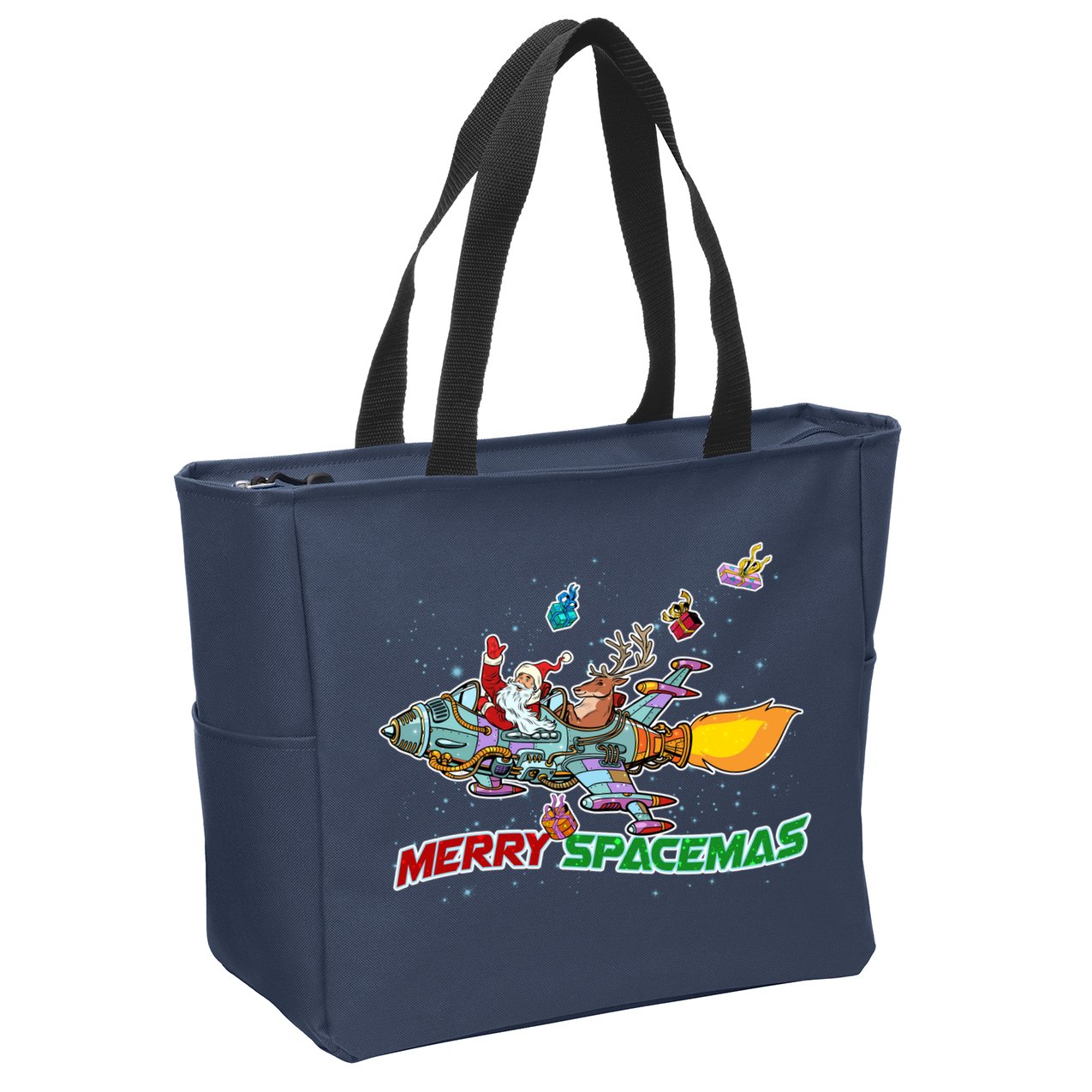 Merry Spacemas Santa Zip Tote Bag