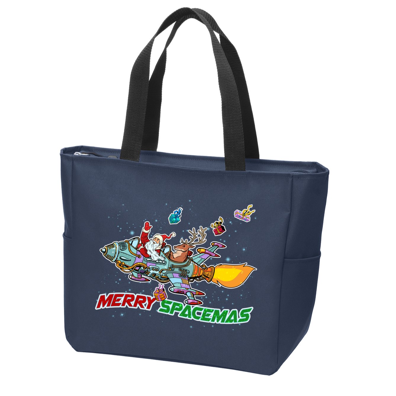 Merry Spacemas Santa Zip Tote Bag