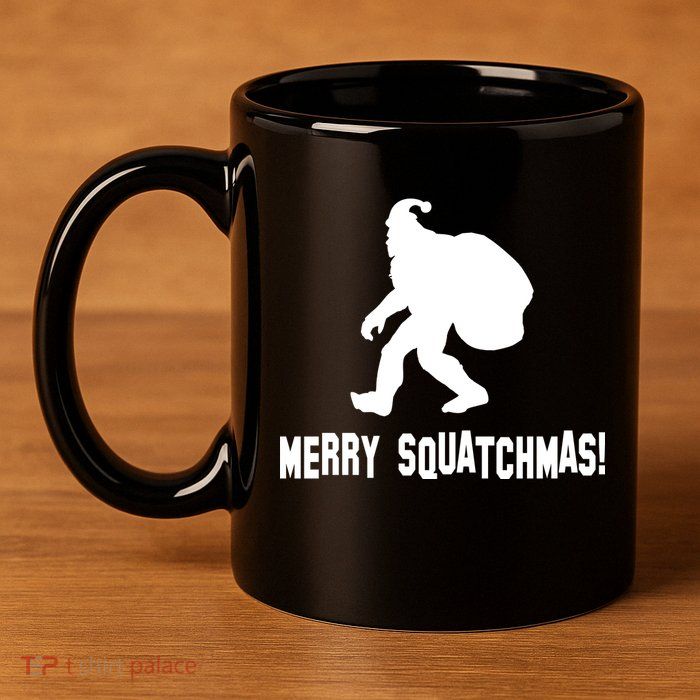 Merry Squatchmas Christmas 11oz C Handle Ceramic Mug