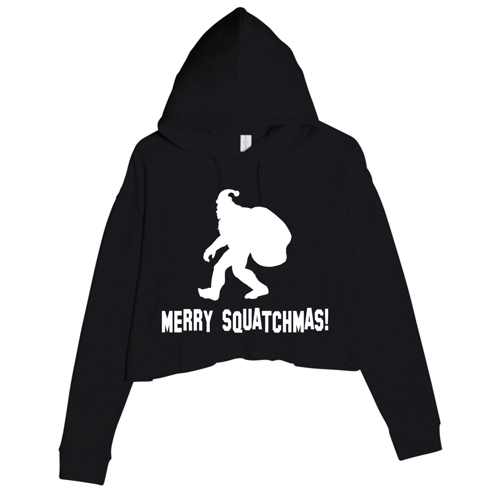 Merry Squatchmas Christmas Crop Fleece Hoodie