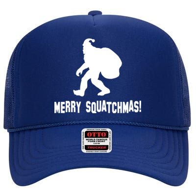 Merry Squatchmas Christmas High Crown Mesh Back Trucker Hat