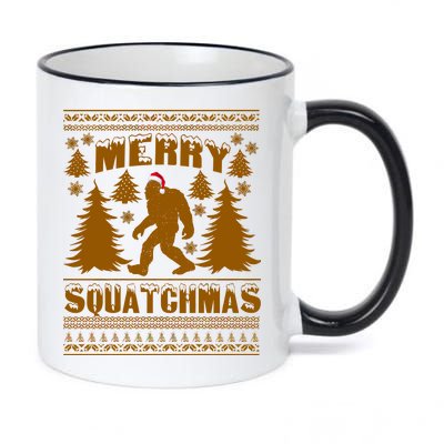 Merry Squatchmas Ugly Christmas Sweater 11oz Black Color Changing Mug