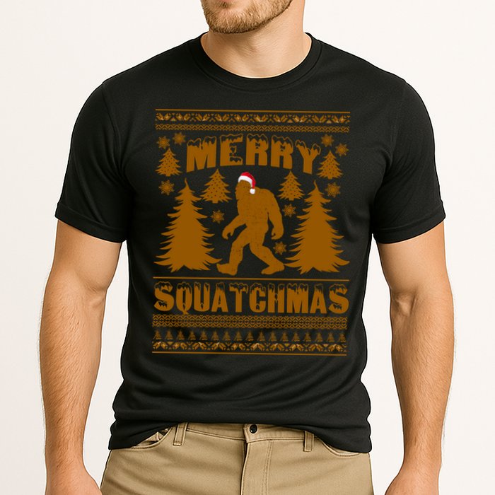Merry Squatchmas Ugly Christmas Sweater Cooling Performance Crew T-Shirt