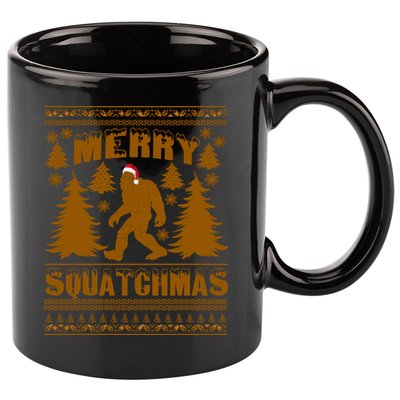Merry Squatchmas Ugly Christmas Sweater 11oz C Handle Ceramic Mug