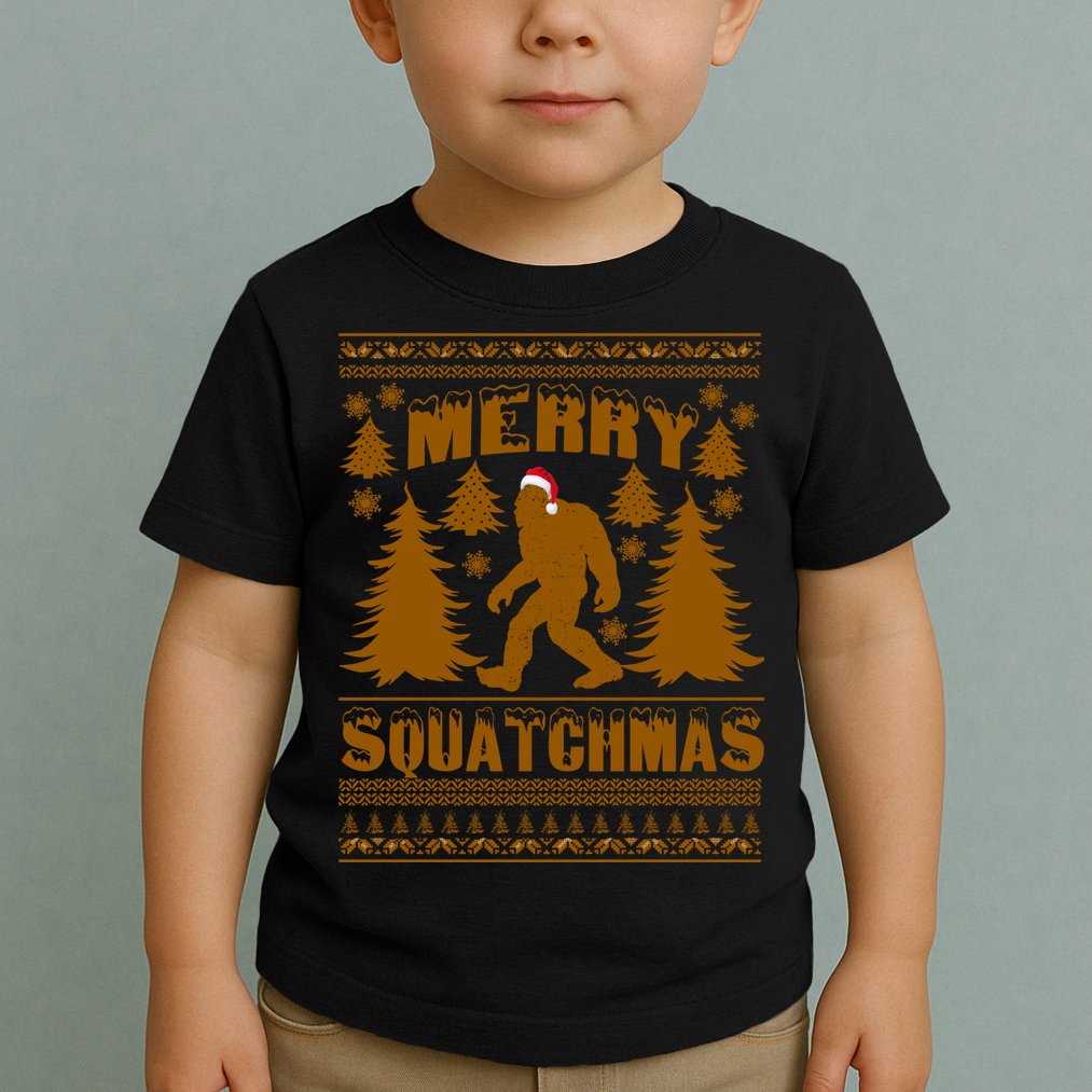 Merry Squatchmas Ugly Christmas Sweater Toddler T-Shirt