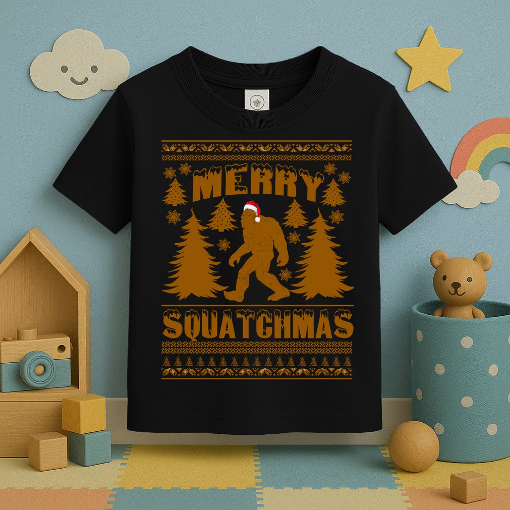 Merry Squatchmas Ugly Christmas Sweater Toddler T-Shirt