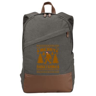 Merry Squatchmas Ugly Christmas Sweater Cotton Canvas Backpack