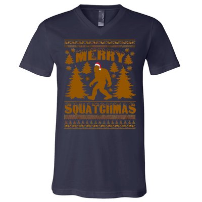 Merry Squatchmas Ugly Christmas Sweater V-Neck T-Shirt