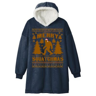 Merry Squatchmas Ugly Christmas Sweater Hooded Wearable Blanket