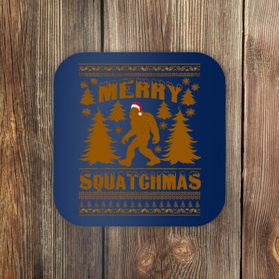 Merry Squatchmas Ugly Christmas Sweater Coaster