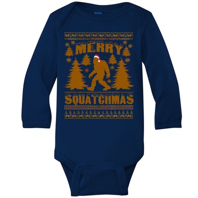 Merry Squatchmas Ugly Christmas Sweater Baby Long Sleeve Bodysuit