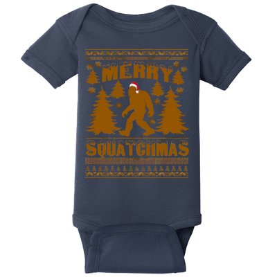 Merry Squatchmas Ugly Christmas Sweater Baby Bodysuit