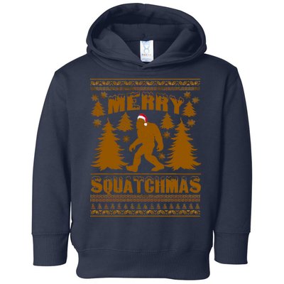 Merry Squatchmas Ugly Christmas Sweater Toddler Hoodie