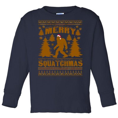 Merry Squatchmas Ugly Christmas Sweater Toddler Long Sleeve Shirt