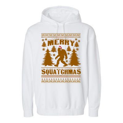 Merry Squatchmas Ugly Christmas Sweater Garment-Dyed Fleece Hoodie