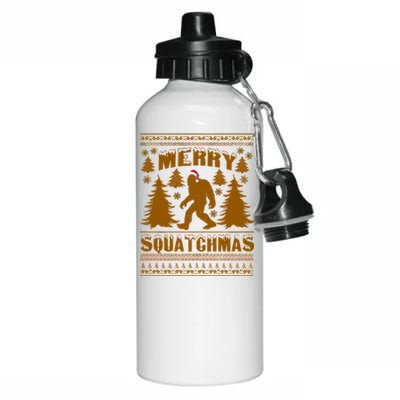 Merry Squatchmas Ugly Christmas Sweater Aluminum Water Bottle 