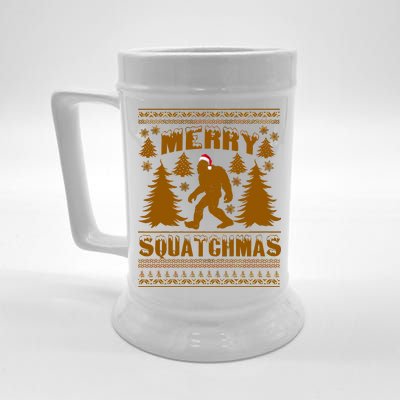 Merry Squatchmas Ugly Christmas Sweater Beer Stein