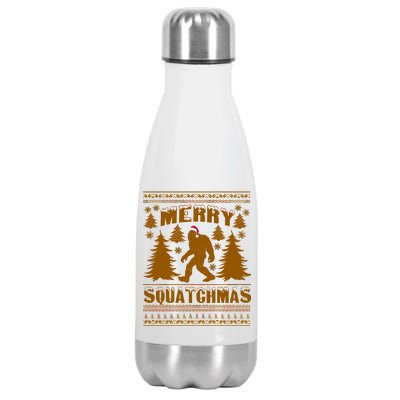 Merry Squatchmas Ugly Christmas Sweater Stainless Steel Insulated Water Bottle