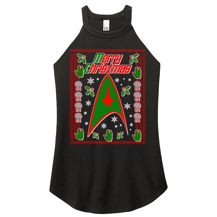 Merry Starfleet Christmas Ugly Sweater Women's Perfect Tri Rocker Tank