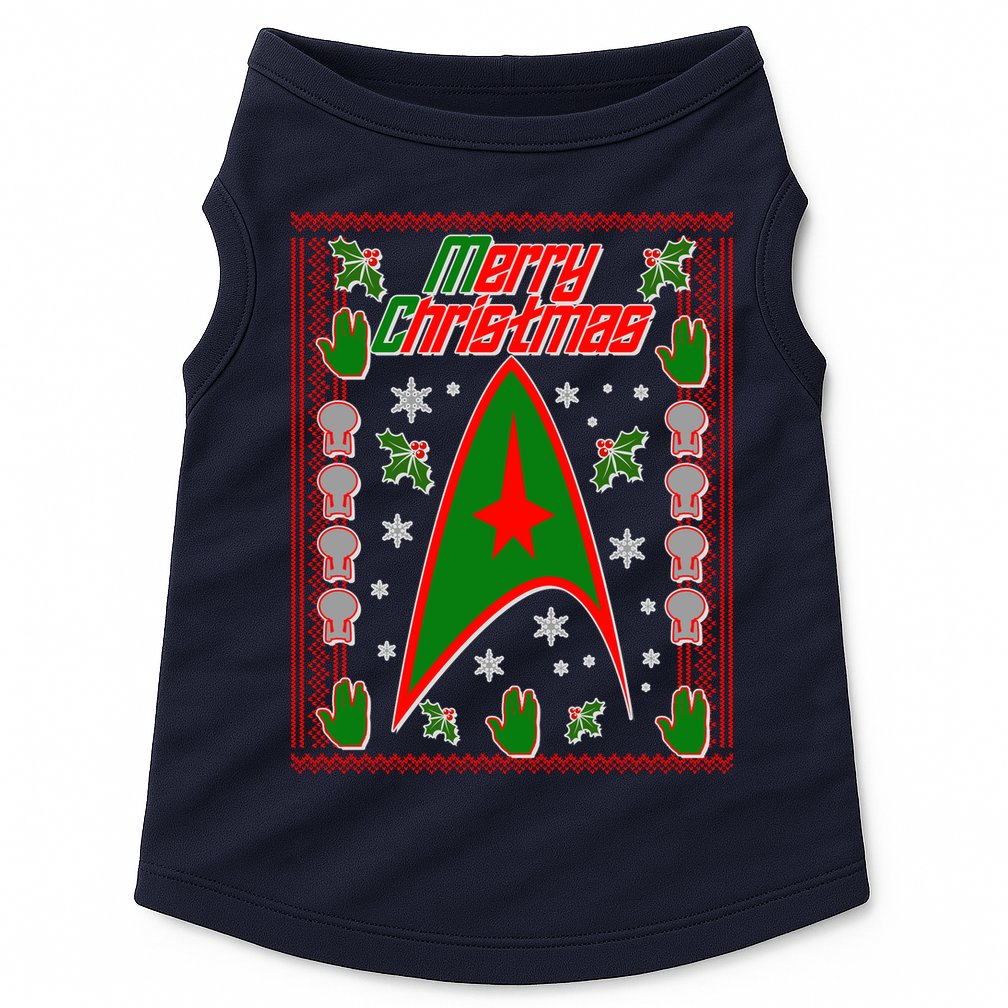Merry Starfleet Christmas Ugly Sweater Doggie Tank