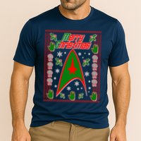Merry Starfleet Christmas Ugly Sweater Cooling Performance Crew T-Shirt