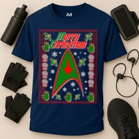 Merry Starfleet Christmas Ugly Sweater Cooling Performance Crew T-Shirt